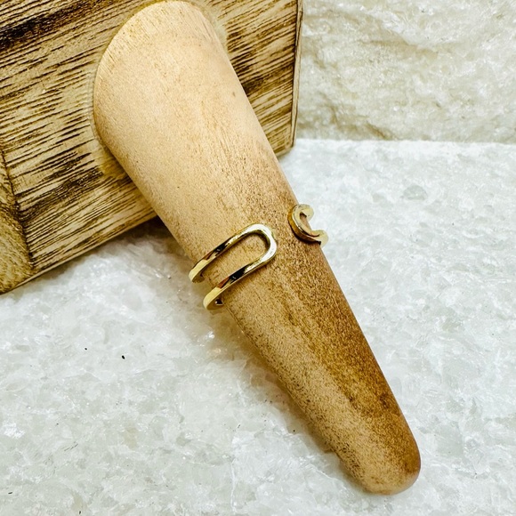 EUC Jules Smith 14k Yellow Gold Micro Pave CZ Halo Cuff Ring - Picture 8 of 12